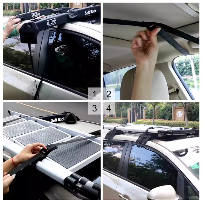 Giá hỗ trợ để hành lý dài trên nóc xe không có thanh dọc