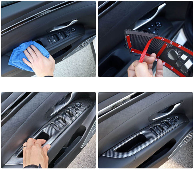 Ốp nâng hạ kính vân cacbon xe Hyundai Tucson 2022