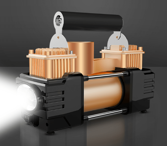 Bơm lốp mini 2 xi lanh  cho ô tô