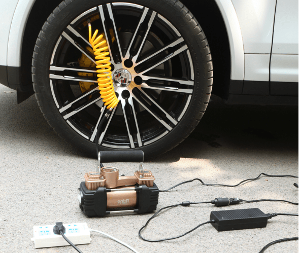 Bơm lốp mini 2 xi lanh  cho ô tô