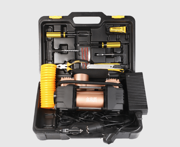 Bơm lốp mini 2 xi lanh  cho ô tô