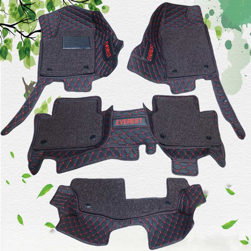 Thảm sàn da + rối đen chỉ đỏ 7 chỗ Ford Everest 2016-2020