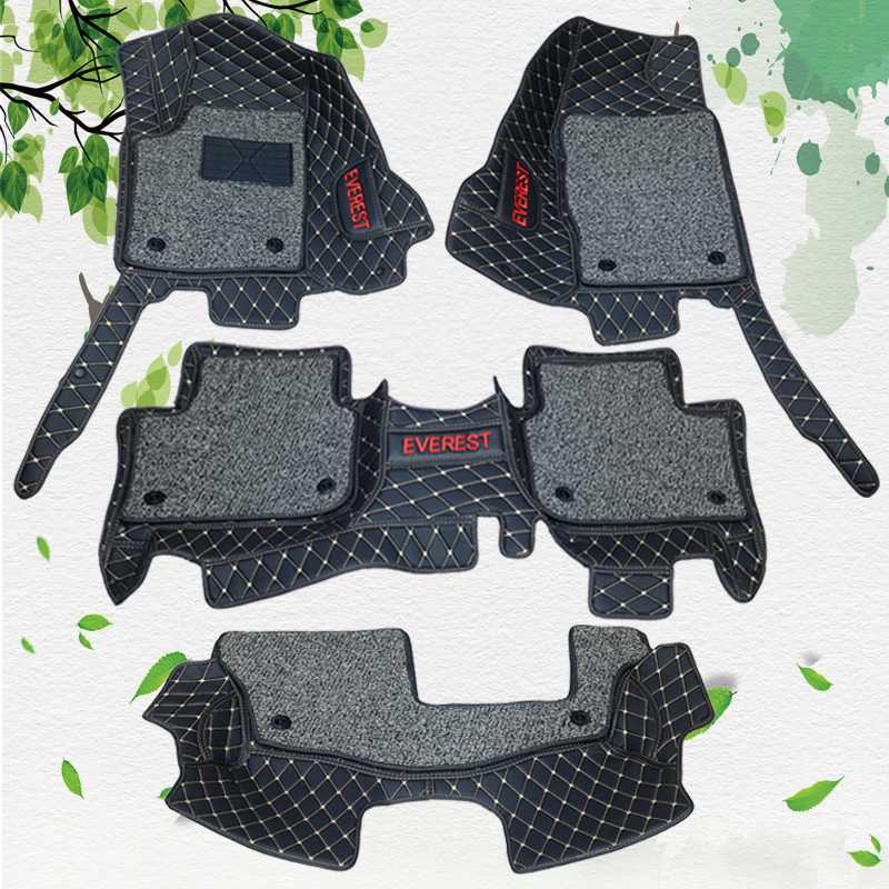 Thảm sàn da + rối đen chỉ vàng 7 chỗ Ford Everest 2016-2020